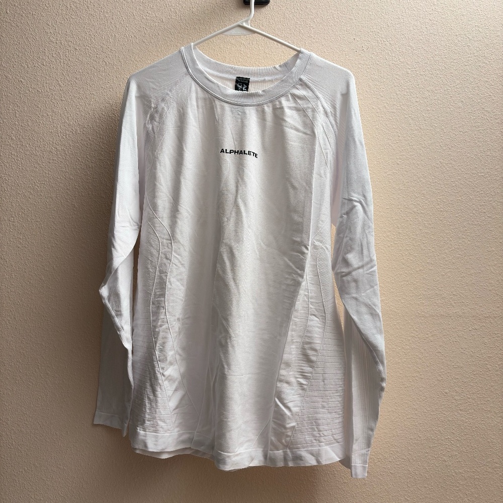 Alphalete White Long Sleeve Performance Tee